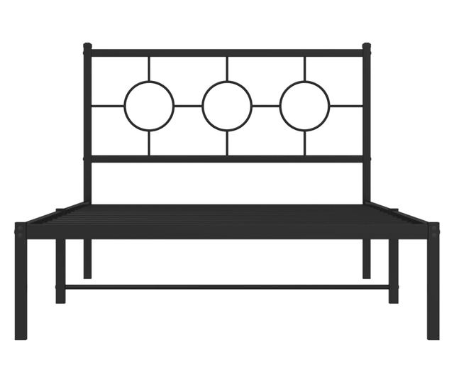 fekete fém ágykeret fejtámlával 107 x 203 cm