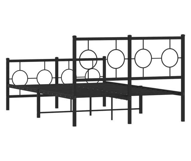 fekete fém ágykeret fej- és lábtámlával 120 x 190 cm