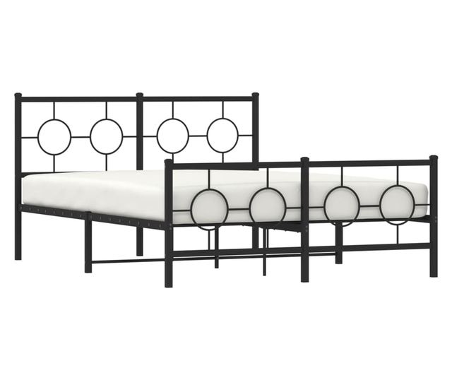 fekete fém ágykeret fej- és lábtámlával 135 x 190 cm