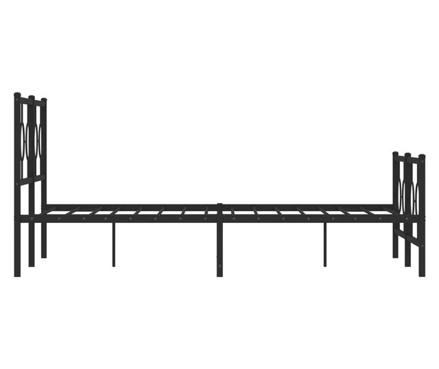 fekete fém ágykeret fej- és lábtámlával 135 x 190 cm