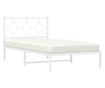fehér fém ágykeret fejtámlával 100x190 cm