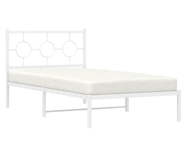 fehér fém ágykeret fejtámlával 100x190 cm