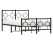 fekete fém ágykeret fej- és lábtámlával 120 x 190 cm