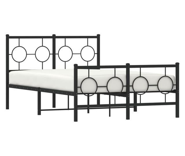 fekete fém ágykeret fej- és lábtámlával 120 x 190 cm