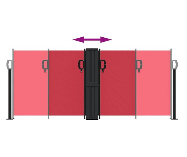 piros behúzható oldalsó napellenző 100 x 1000 cm