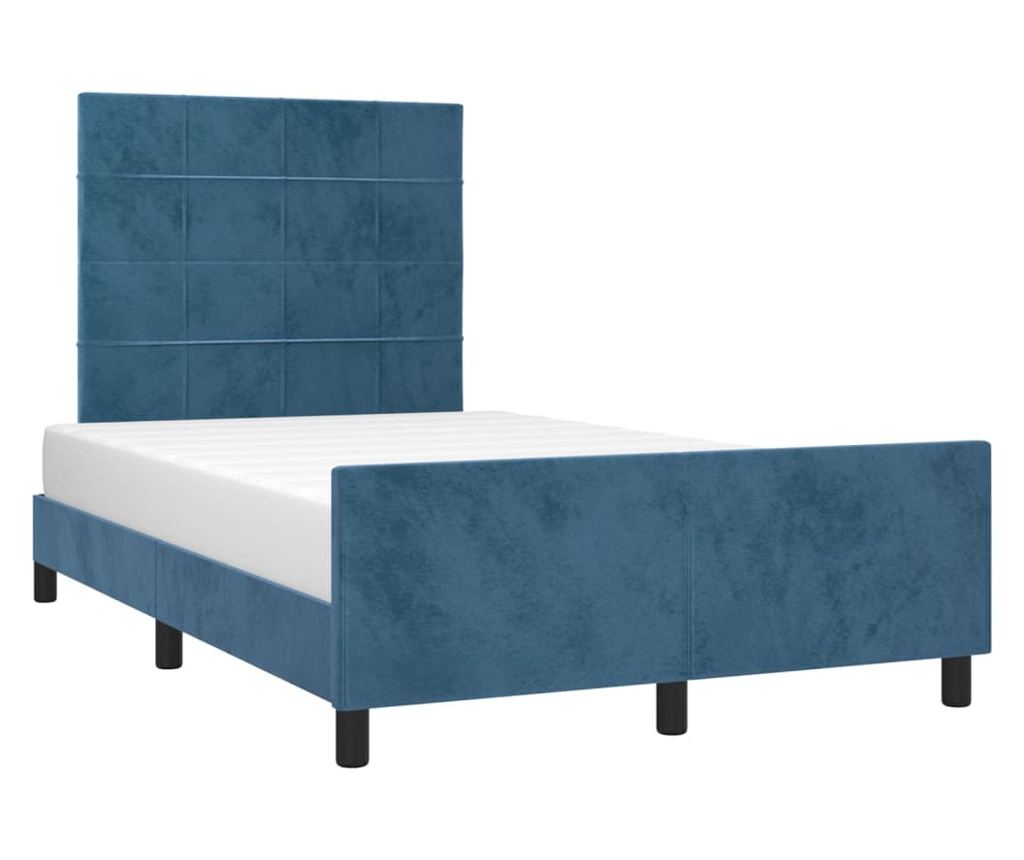 Легло с табла, тъмносиньо, 120x200 см, кадифе - 3