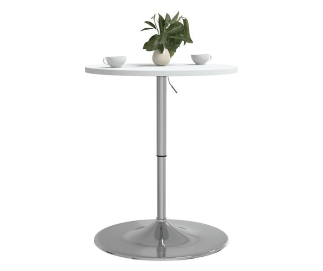 fehér szerelt fa és krómozott acél bárasztal 60 x 60 x 90 cm