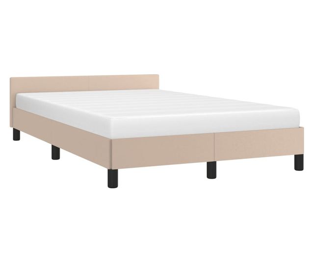 cappuccino színű műbőr ágykeret fejtámlával 120x190 cm