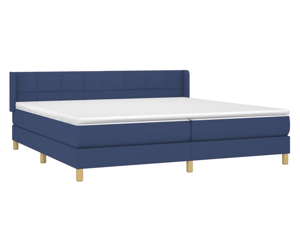 Боксспринг легло с матрак, синьо, 200x200 см, текстил - 3