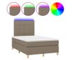 Легло с пружинен матрак и LED, таупе сиво, 120x200 см, текстил thumbnail 2