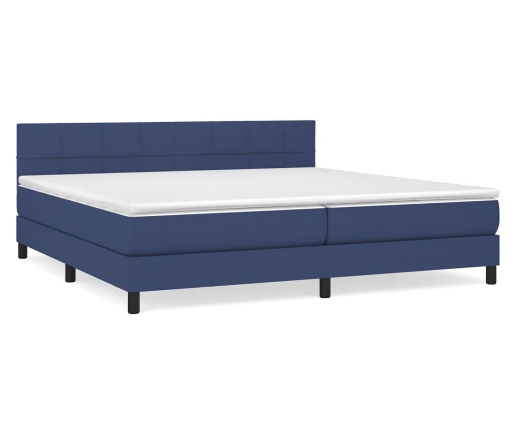 Боксспринг легло с матрак, синьо, 200x200 см, текстил - 2