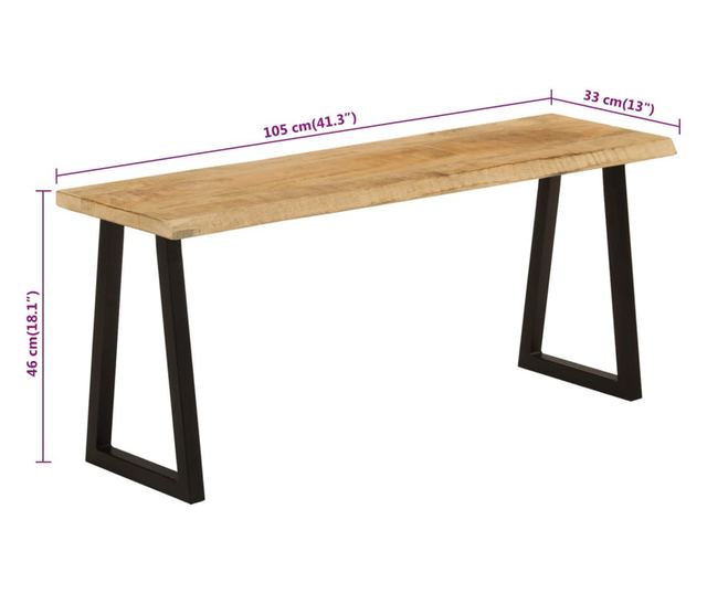 tömör mangófa pad természetes éllel 105 cm