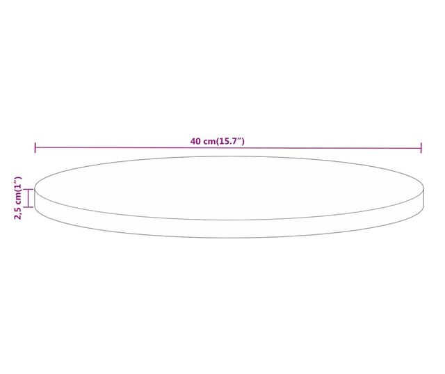 tömör nyers mangófa kerek asztallap Ø40 x 2,5 cm