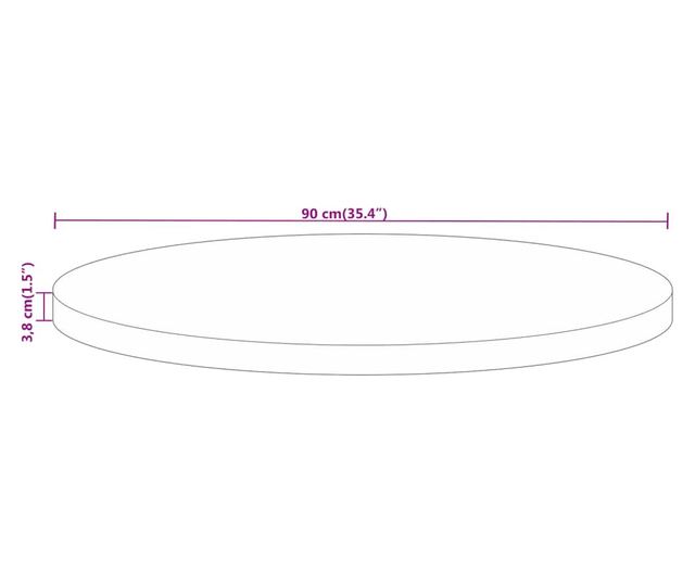 tömör mangófa kerek asztallap Ø90 x 3,8 cm