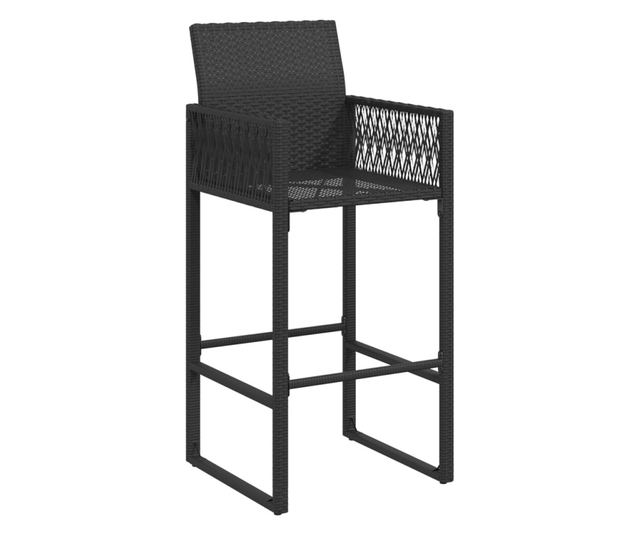 2 db fekete polyrattan kerti bárszék