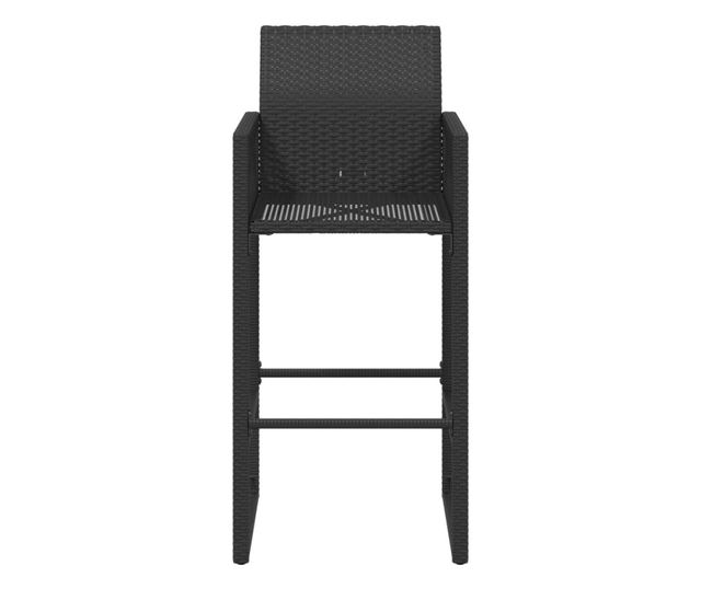 2 db fekete polyrattan kerti bárszék