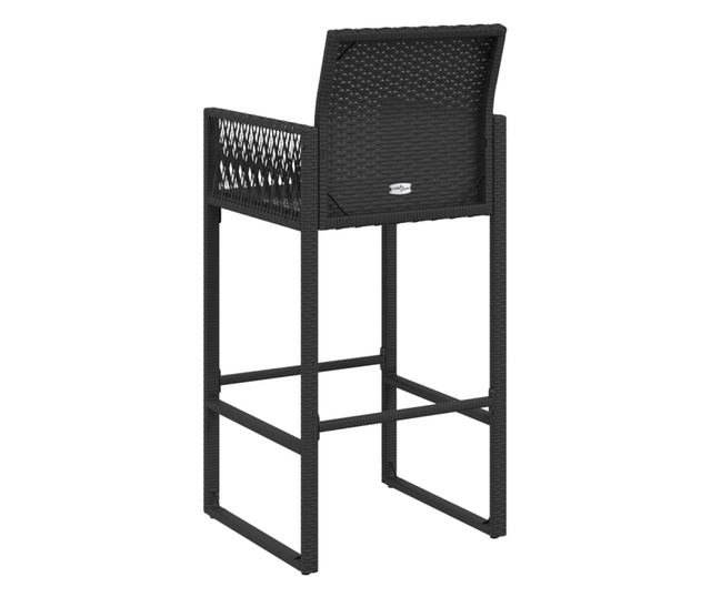 2 db fekete polyrattan kerti bárszék