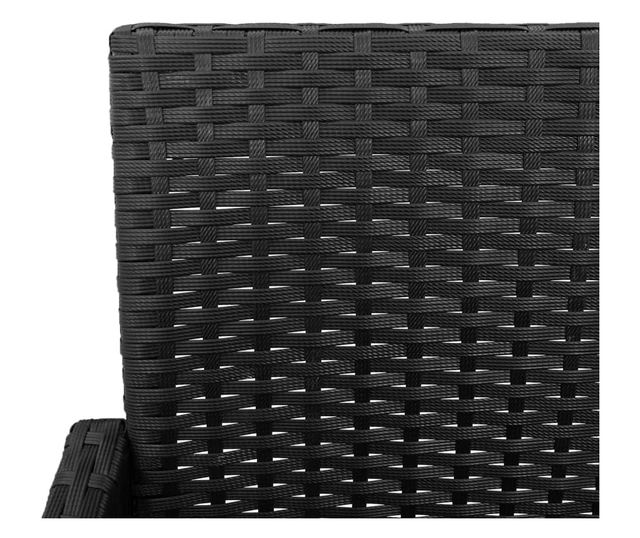 2 db fekete polyrattan kerti bárszék