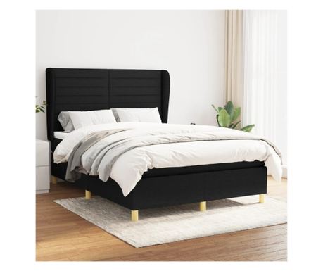 Krevet s oprugom i madracem, crni, 140x190 cm, tekstil