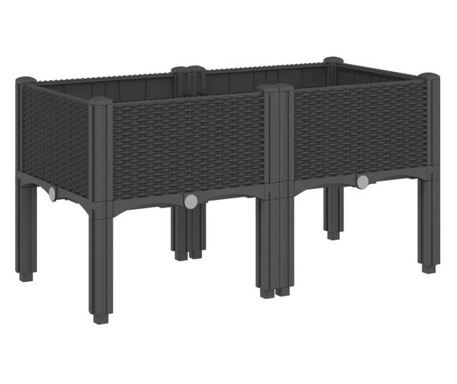 fekete PP rácsos kerti ültetőláda 80 x 40 x 42 cm
