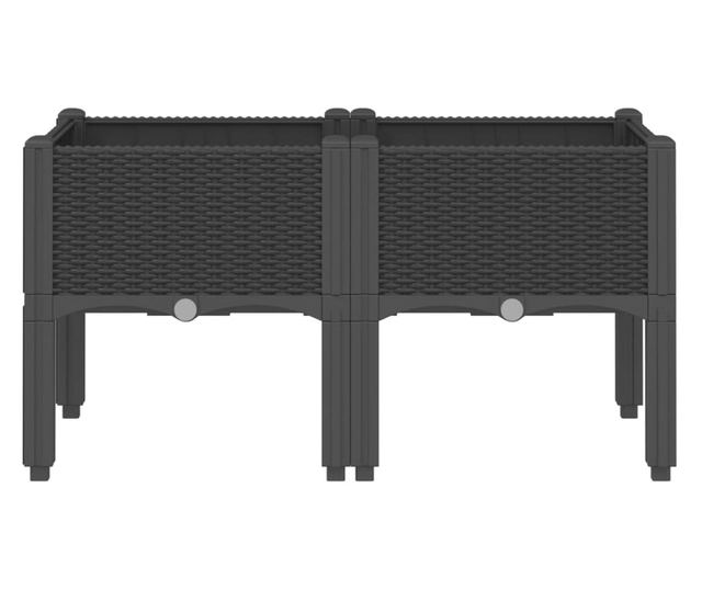 fekete PP rácsos kerti ültetőláda 80 x 40 x 42 cm
