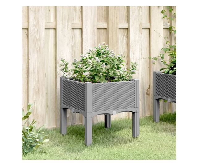 világosszürke PP rácsos kerti ültetőláda 40 x 40 x 42 cm