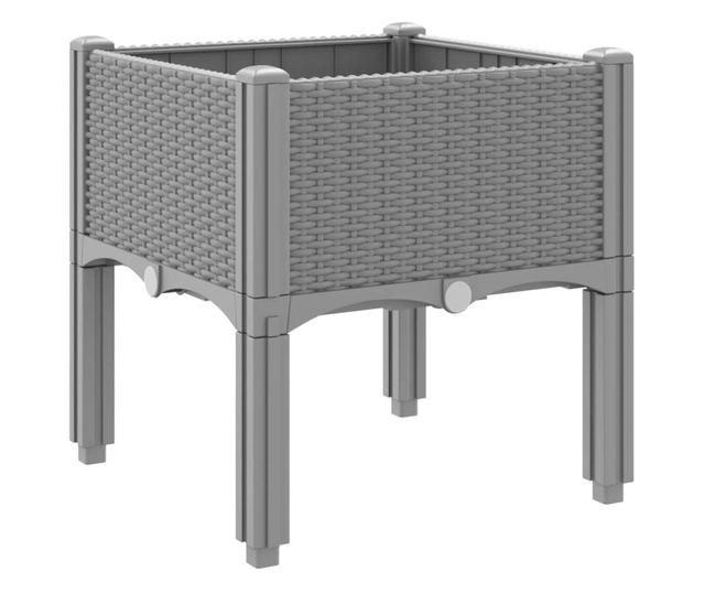 világosszürke PP rácsos kerti ültetőláda 40 x 40 x 42 cm