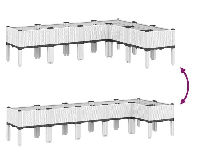 fehér PP rácsos kerti ültetőláda 160 x 120 x 42 cm