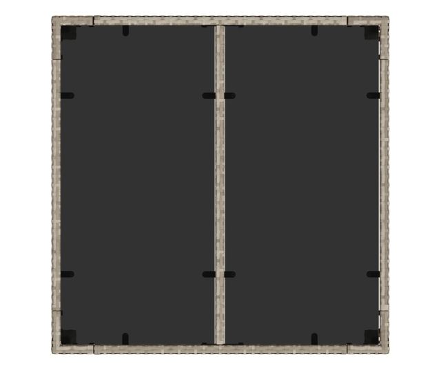 világosszürke polyrattan üveglapos kerti asztal 90 x 90 x 75 cm