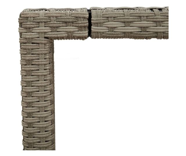 világosszürke polyrattan üveglapos kerti asztal 90 x 90 x 75 cm