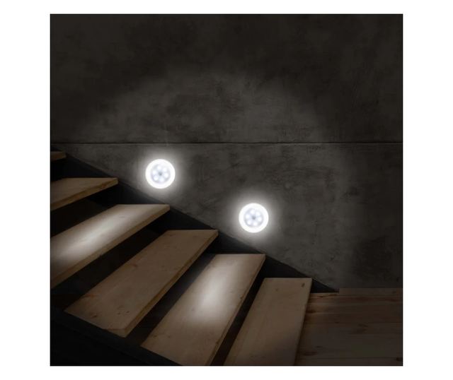 Set 6 Lampi LED Wireless, autoadezive, cu telecomanda, pentru iluminat scari sau mobilier