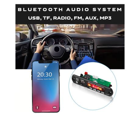 Modul Bluetooth, MP3, radio FM, citire USB/TF, afisaj LED, intrare AUX ...