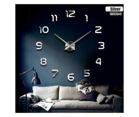 Duży zegar ścienny z 12 cyframi w kolorze srebrnym, 80 - 120 cm