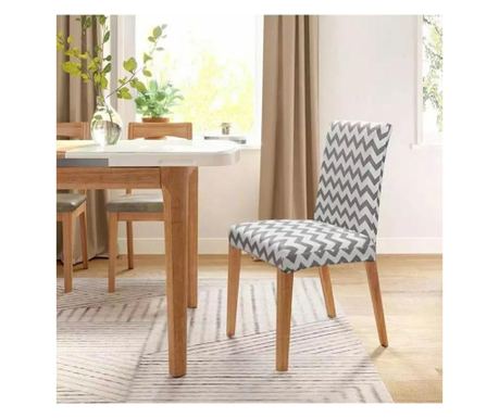 Husa universala pentru scaune clasice, model WAVE, culoare GRI + ALB