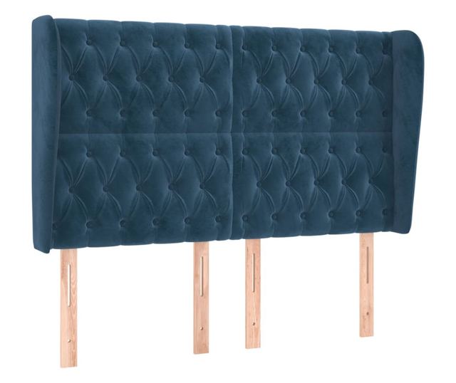 Tăblie pat cu urechi albastru închis 147x23x118/128 cm catifea