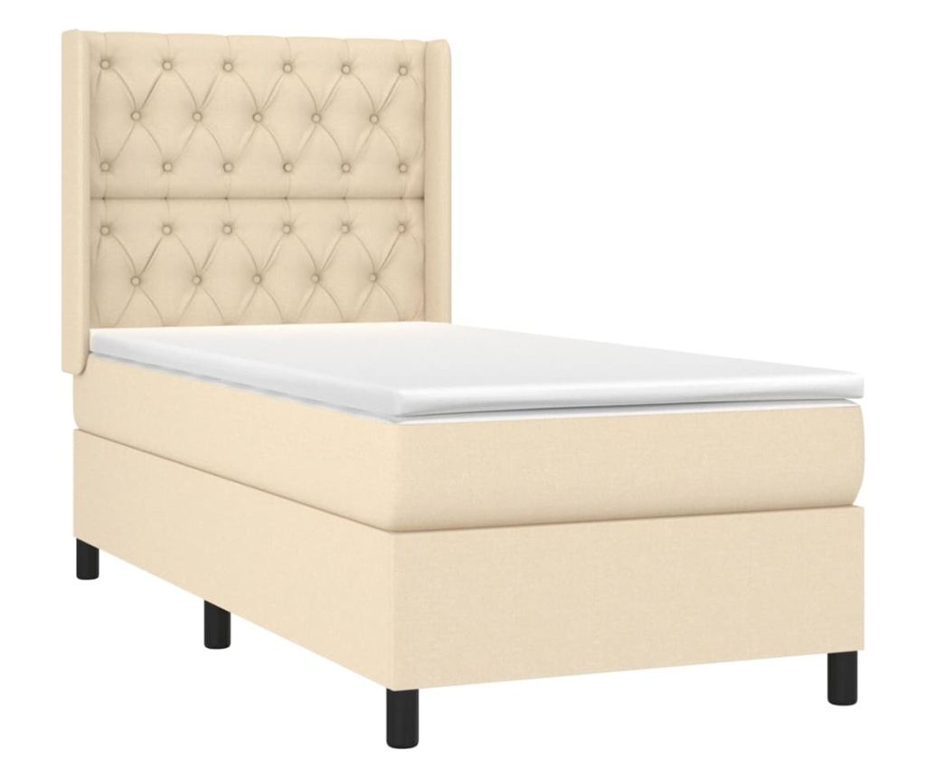 Боксспринг легло с матрак, кремаво, 80x200 см, текстил - 3