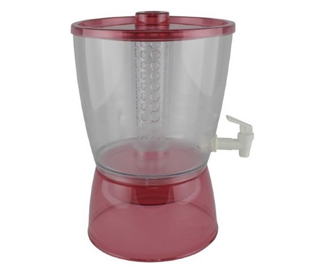 Folyadékadagoló, műanyag adagoló infúzióval, piros, természetes gyümölcslevekhez, limonádéhoz, teához és egyéb italokhoz, 6L