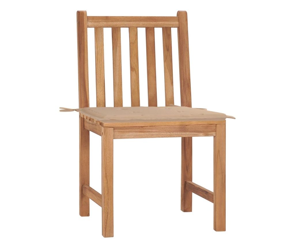 Градински столове с възглавници, 2 бр., Масивно дърво тиково дърво - 2