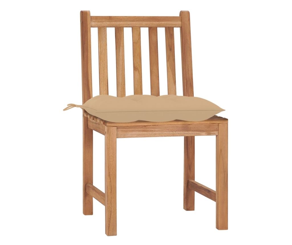 Scaune de grădină cu perne, 2 buc., lemn masiv de tec - 2