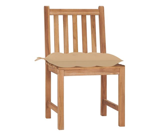 Градински столове с възглавници, 2 бр., Масивно дърво тиково дърво