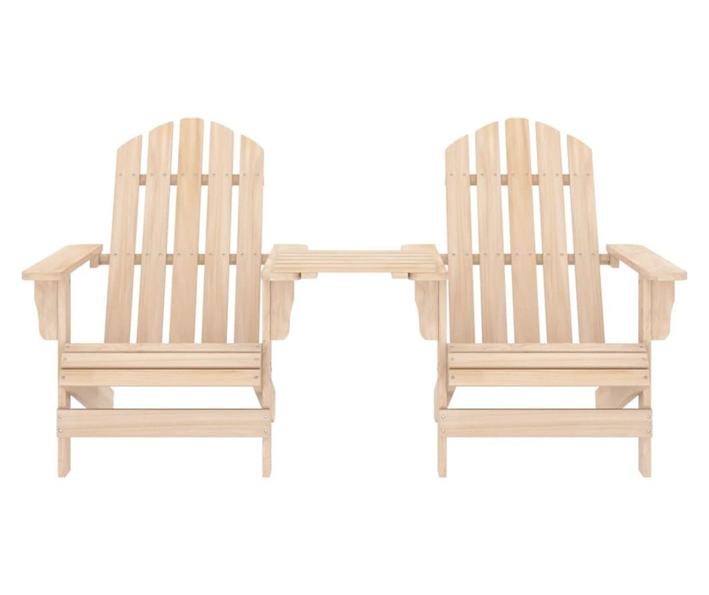 Градински столове Adirondack с масичка за чай, масивна дървесина от ела - 2