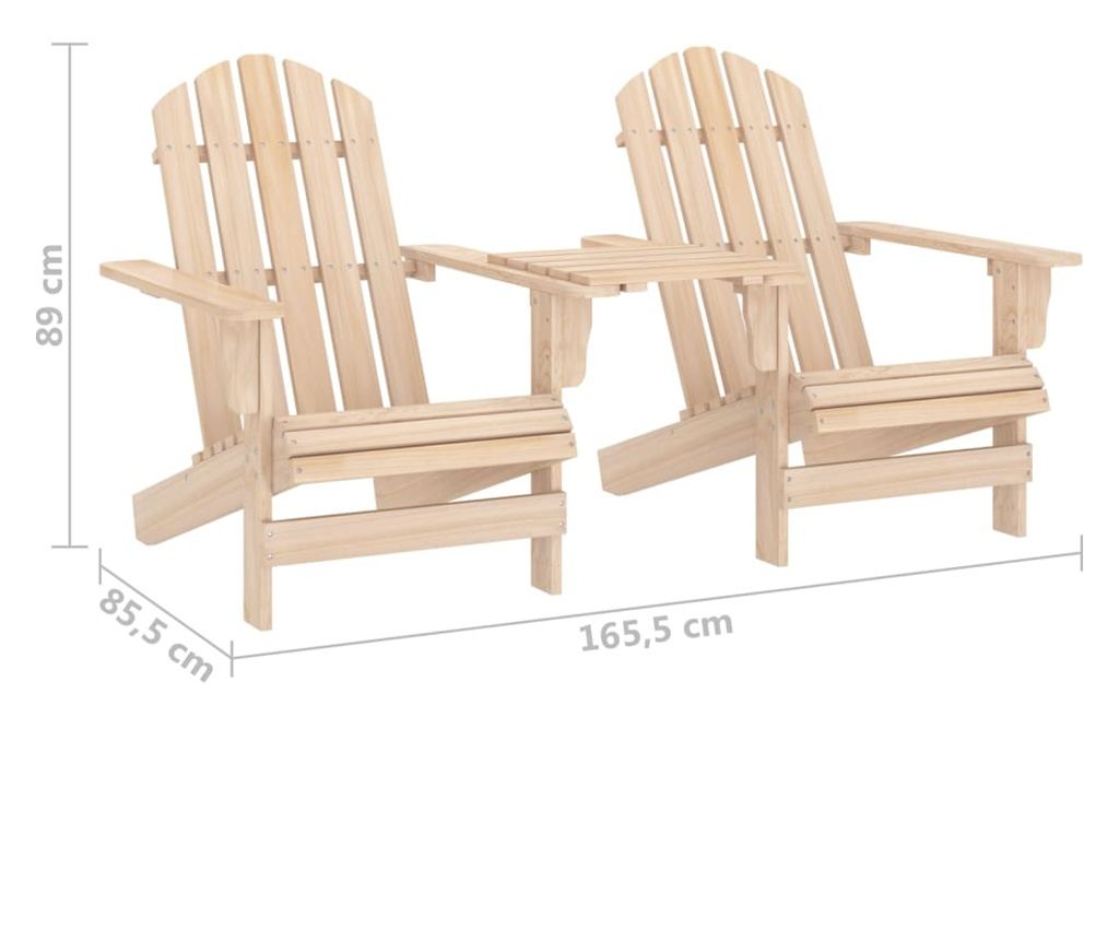 Градински столове Adirondack с масичка за чай, масивна дървесина от ела - 6