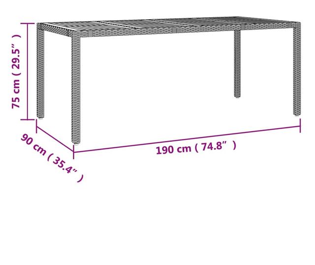 Комплект градински мебели от 9 части, полиратан/масивна дървесина акация