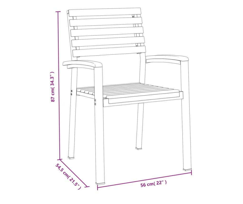 Градински комплект мебели, 7 части, масивна акациева дървесина и метал - 9