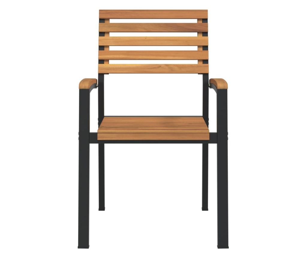 Градински столове за подреждане, 4 бр., масивна акациева дървесина и метал - 4
