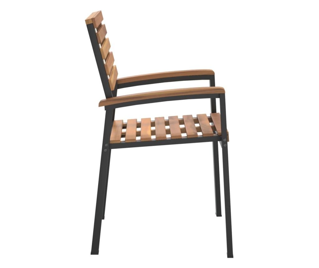 Stohovatelné zahradní židle, 2 ks, masivní akáciové dřevo a kov - 5