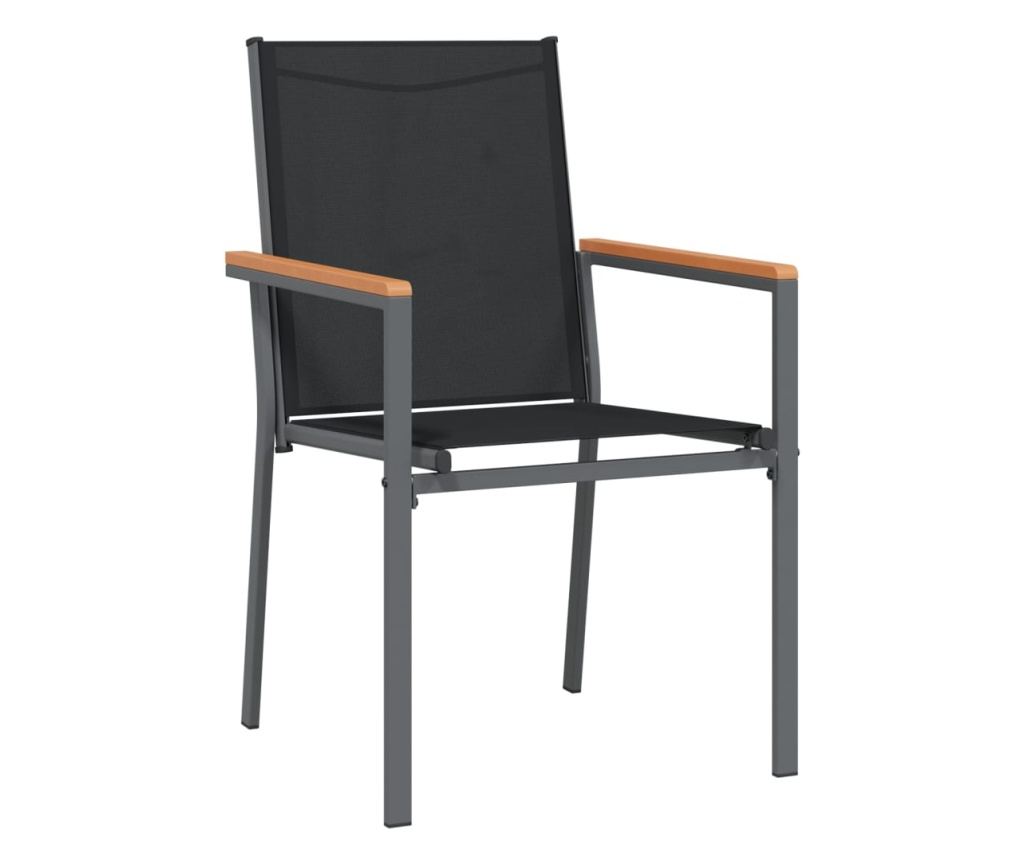 Градински комплект мебели, 9 части, Черен, Текстилен и Стоманен - 5