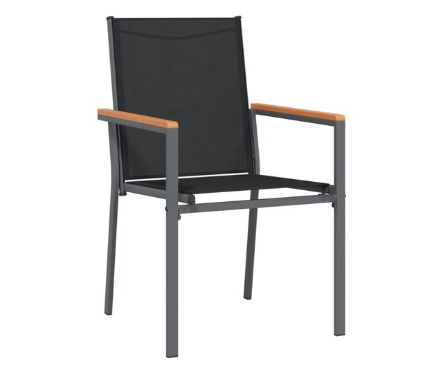 Градински комплект мебели, 5 части, Черен, Текстилен и Стоманен