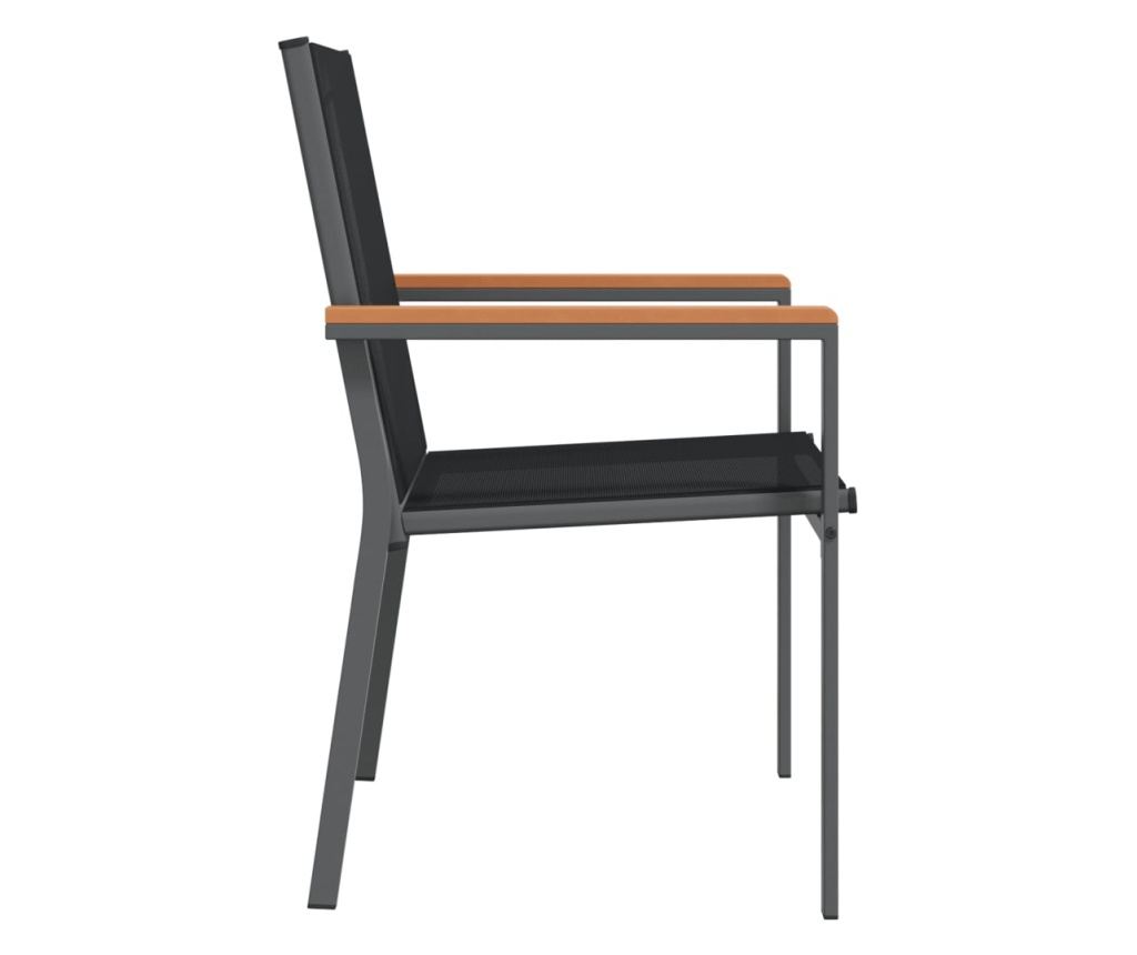 Градински столове, 4 бр., Черни, 55x61.5x90 см, Текстилен и стомана - 5