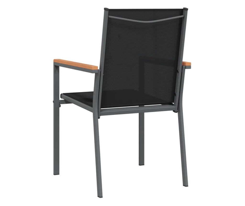 Градински столове, 4 бр., Черни, 55x61.5x90 см, Текстилен и стомана - 6